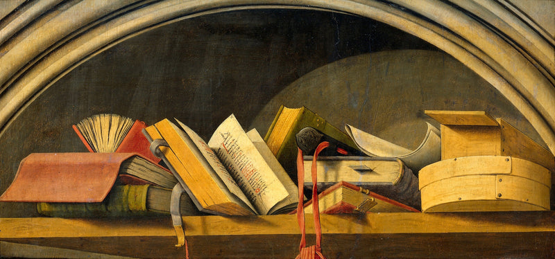 Still life with books in a niche - Barthélemy d'Eyck