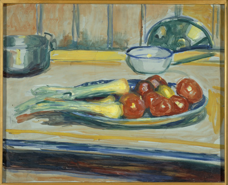 Still Life with Tomatoes, Leeks, and Casseroles - Edvard Munch
