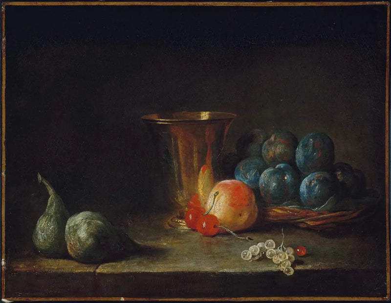 Still life with carafe, silver goblet, and fruits - Jean Siméon Chardin