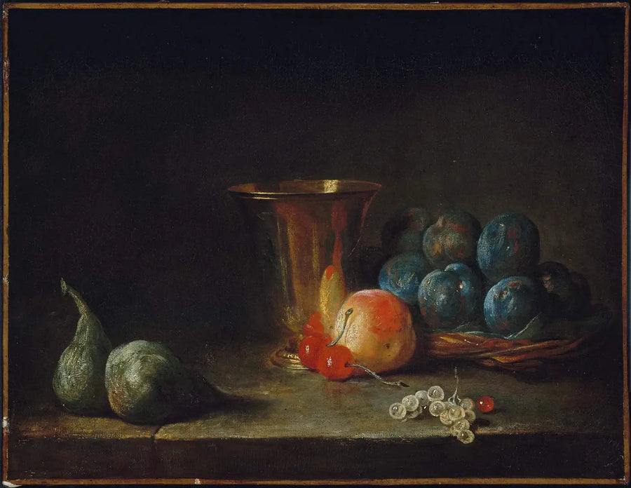 Still life with carafe, silver goblet, and fruits - Jean Siméon Chardin