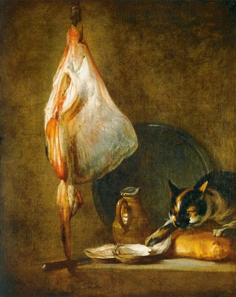 Still life with cat and ray - Jean Siméon Chardin