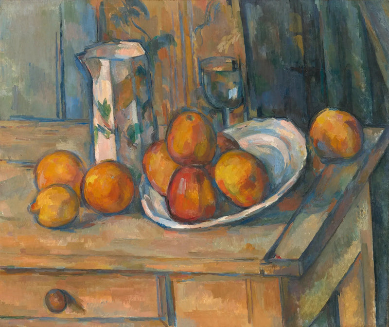 Still life with milk jug and fruit - Paul Cézanne