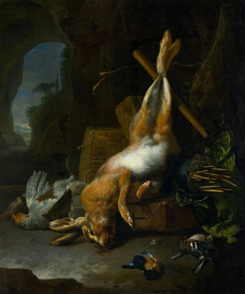 Still life with the hunting trophy. - Melchior de Hondecoeter