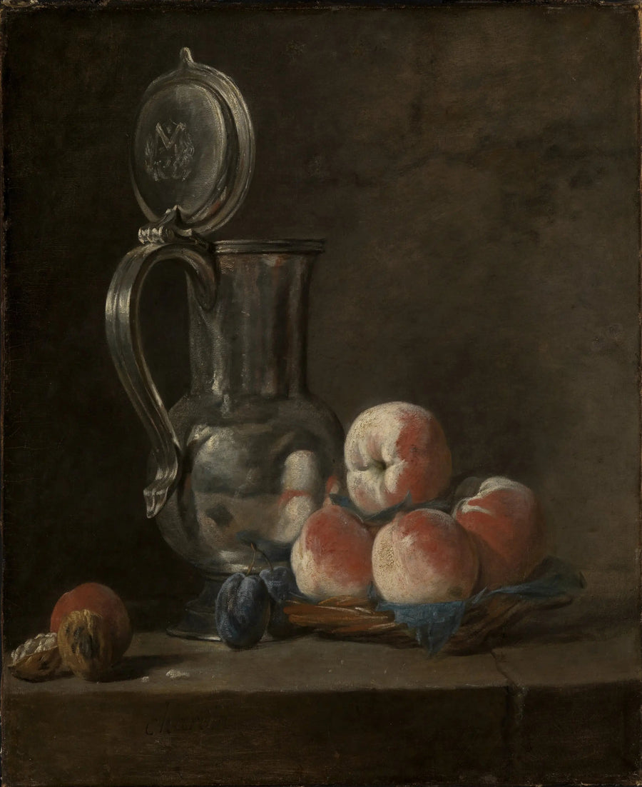 Still life with tin pitcher and peaches - Jean Siméon Chardin