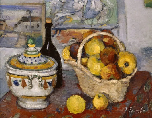 Nature morte avec soupière - Paul Cézanne - Reproductions de tableaux et peintures haut de gamme