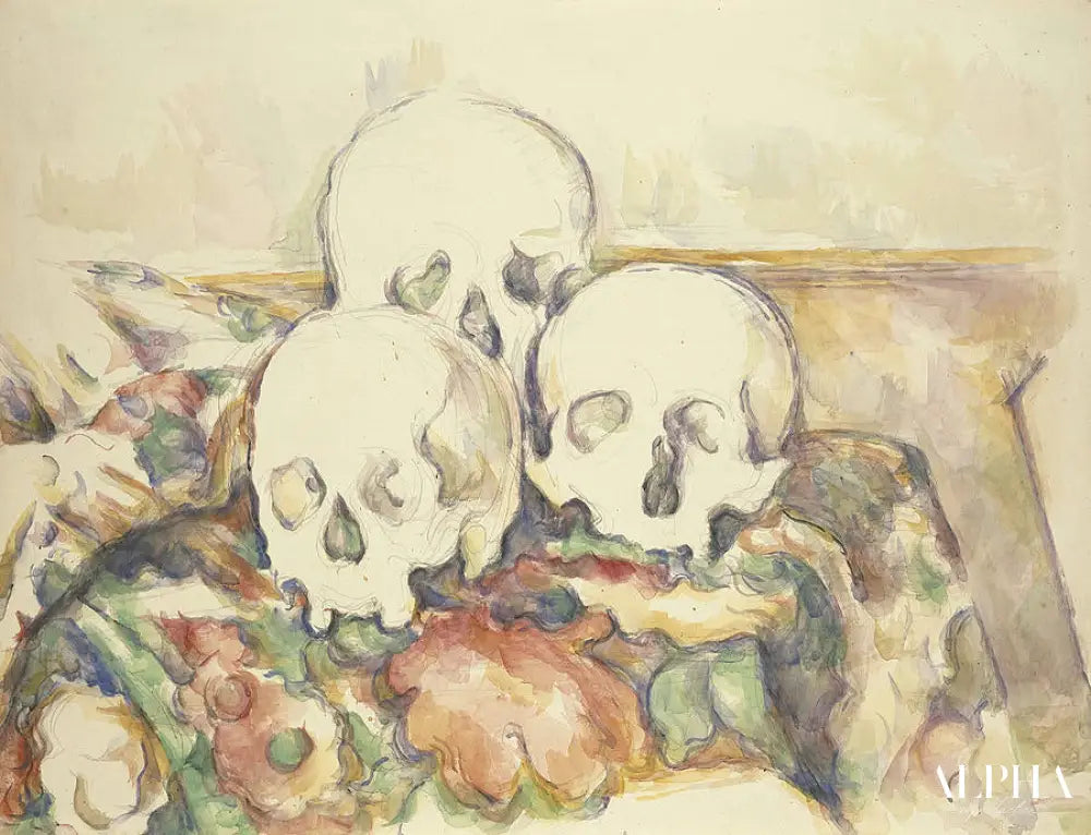 Nature morte avec trois crânes morts - Paul Cézanne - Reproductions de tableaux et peintures haut de gamme