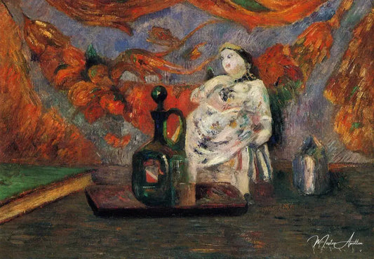 Nature morte avec une figurine en céramique - Paul Gauguin - Reproductions de tableaux et peintures haut de gamme