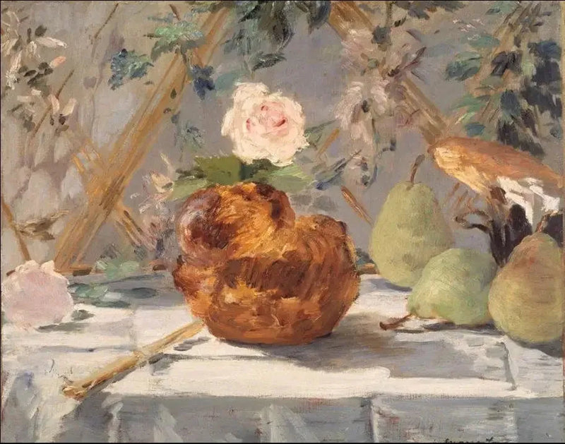 Still Life, Brioche, Flowers, Pears - Édouard Manet