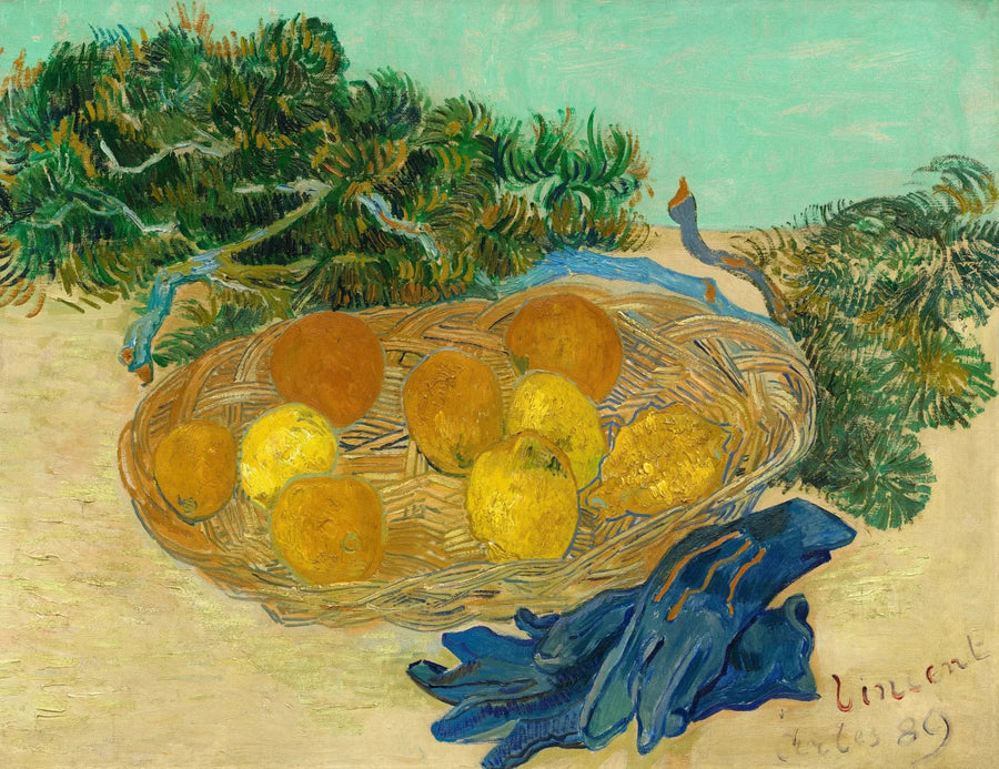 Still life of oranges and lemons with blue gloves - Vincent van Gogh