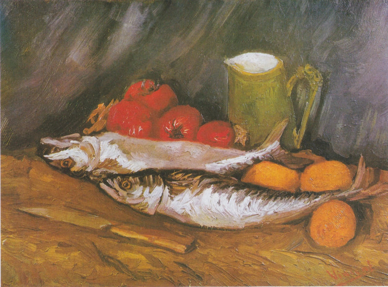 Still life with mackerel, lemon, and tomato - Vincent van Gogh