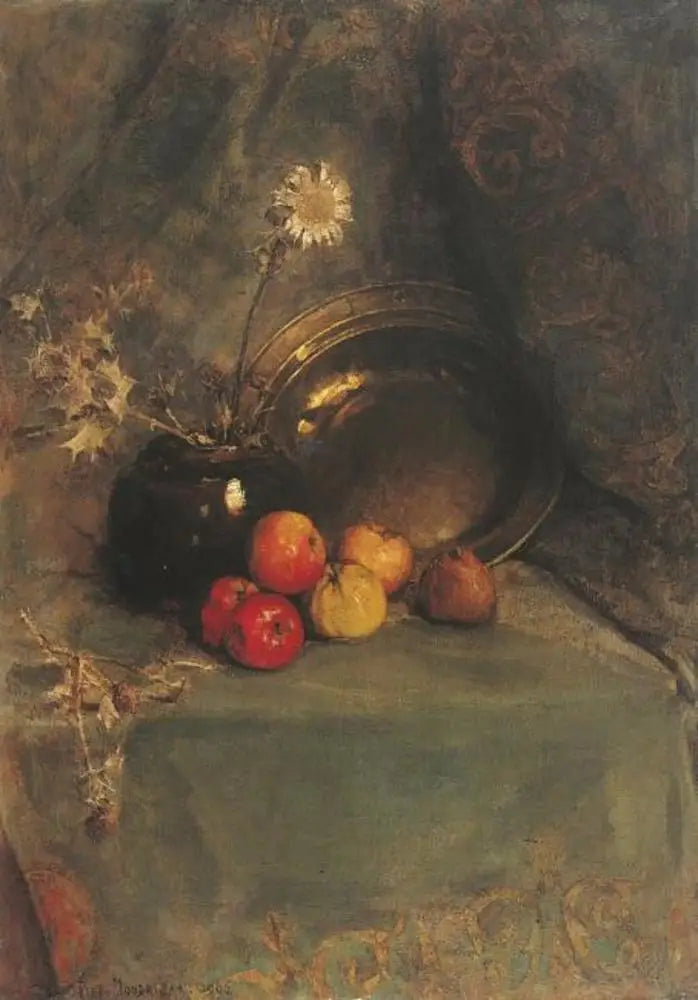 Still Life: Apples, Flower Pot, and Metal Pan - Piet Mondrian
