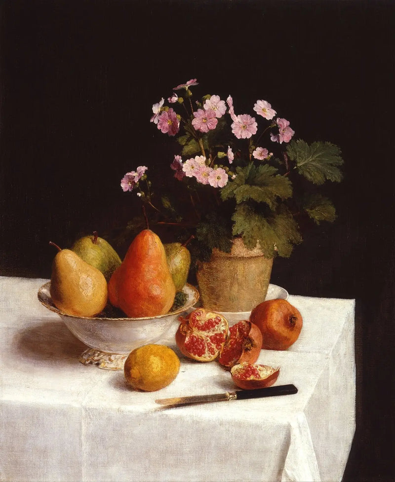Still Life (Primroses, Pears, and Pomegranates) - Henri Fantin-Latour