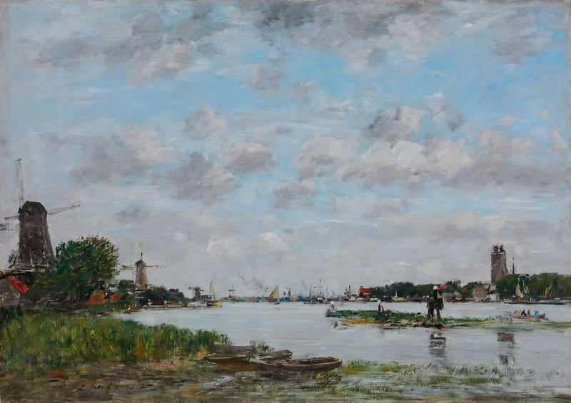Navigation on the Oude Maas River near Dordrecht - Eugène Boudin