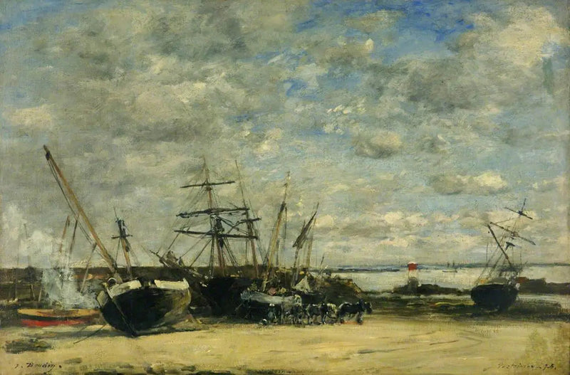 Ships and Horses on the Shore - Eugène Boudin