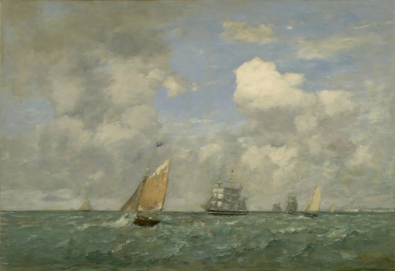 Ships and Sailing Boats Departing from Le Havre - Eugène Boudin