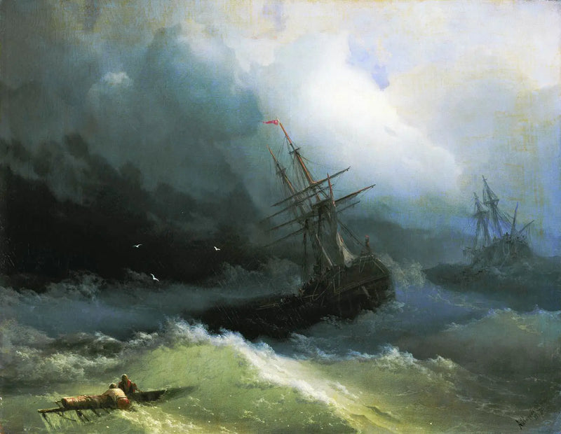Ships on the Stormy Sea - Ivan Aïvazovski