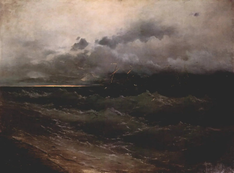Ships on a Stormy Sea, Sunrise - Ivan Aïvazovski