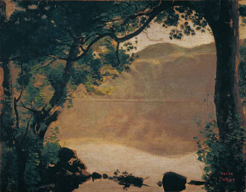 Nemi, the lake seen through the trees - Jean-Baptiste Camille Corot