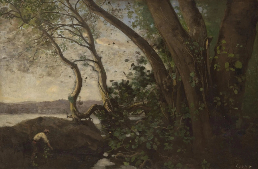 Nemi, the shores of the lake - Jean-Baptiste Camille Corot