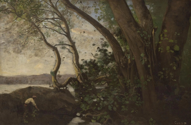 Nemi, the shores of the lake - Jean-Baptiste Camille Corot