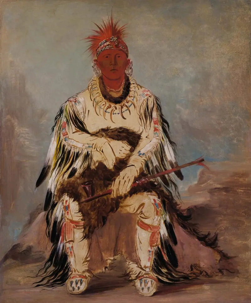 No-wáy-ke-súg-gah, The one who strikes two at once, a brave - George Catlin