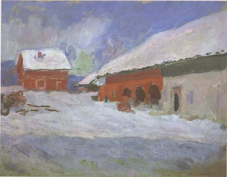 Norvège, les maisons rouges à Björnegaard - Claude Monet image 1 copie de tableau peinte à la main