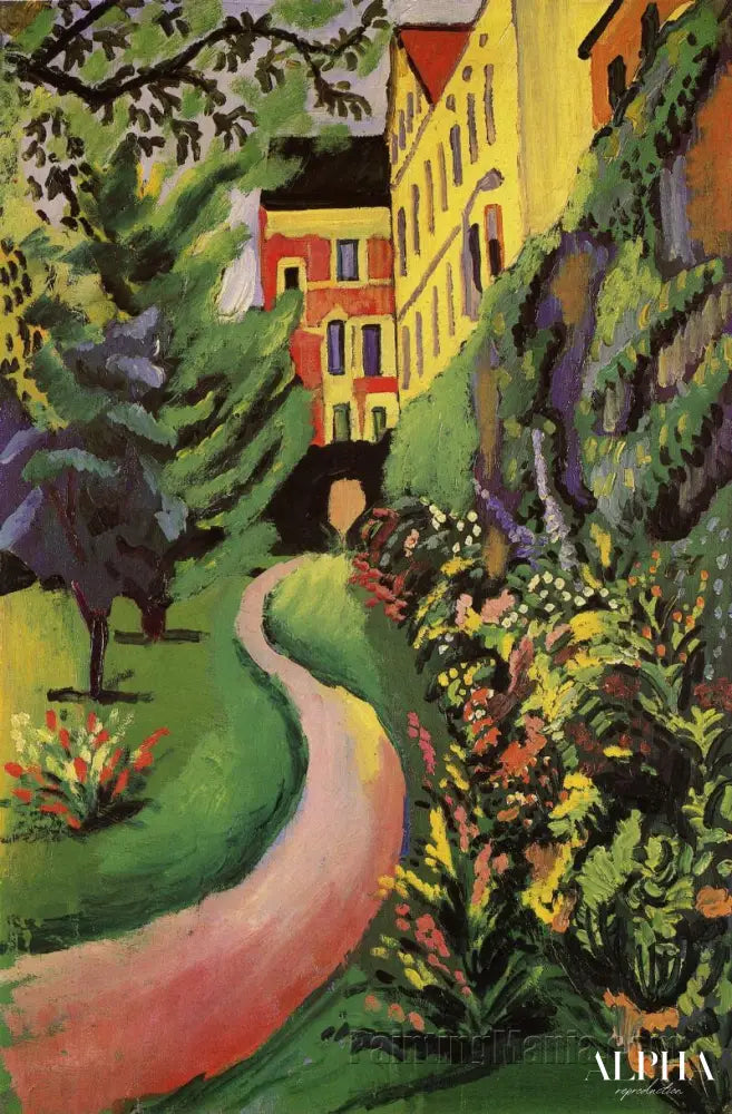 Notre jardin avec des bordures fleuries - August Macke - Reproductions de tableaux et peintures haut de gamme