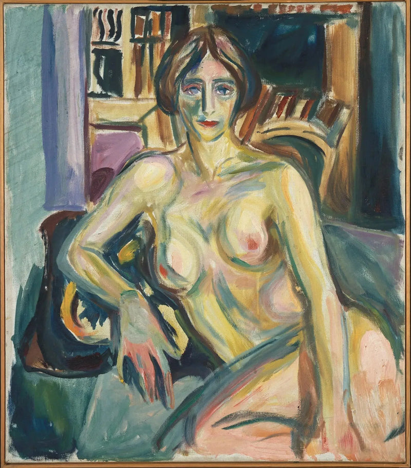 Nude, sitting on the sofa - Edvard Munch