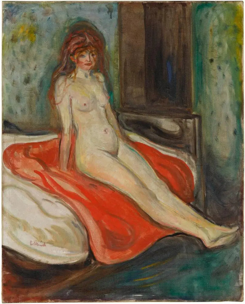 Nude Sitting on the Bed - Edvard Munch