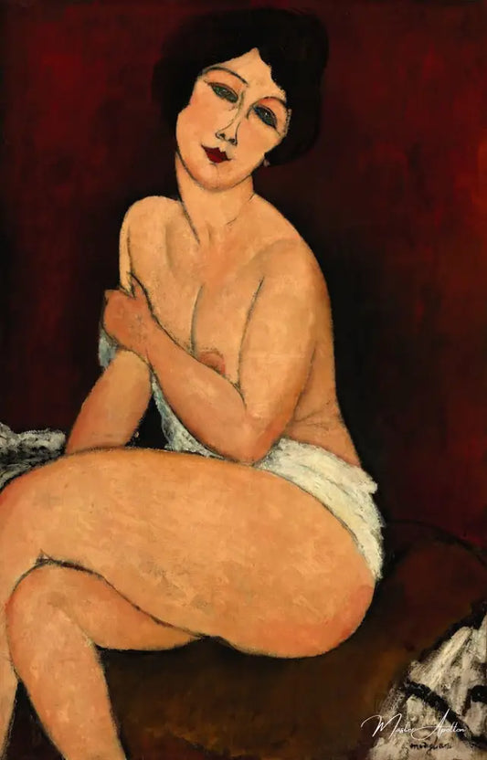 Nu assis sur un divan - Amedeo Modigliani - Reproductions de tableaux et peintures haut de gamme