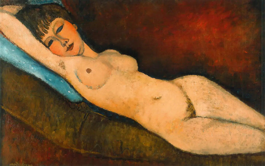 Reclining Nude on Blue Cushion - Amedeo Modigliani