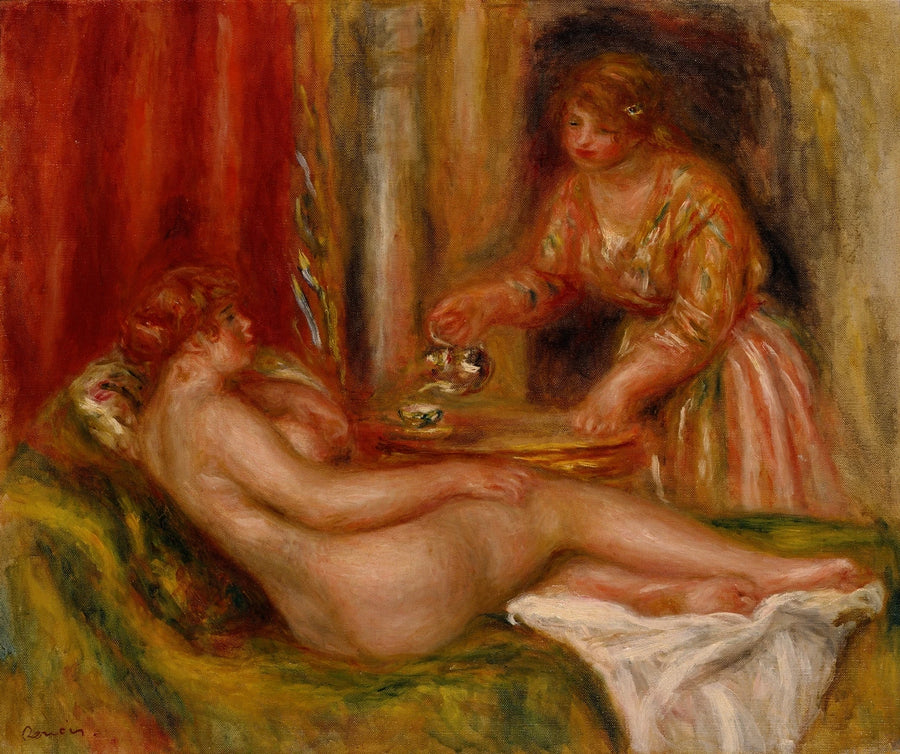 Reclining Nude and Servant Serving Tea - Pierre-Auguste Renoir