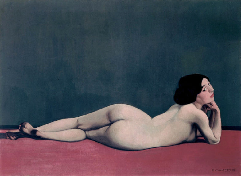 Nude lying on a red carpet - Félix Vallotton