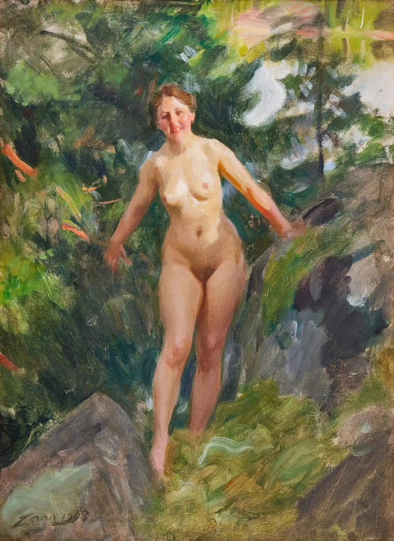 Nude in a Rocky Forest - Anders Zorn