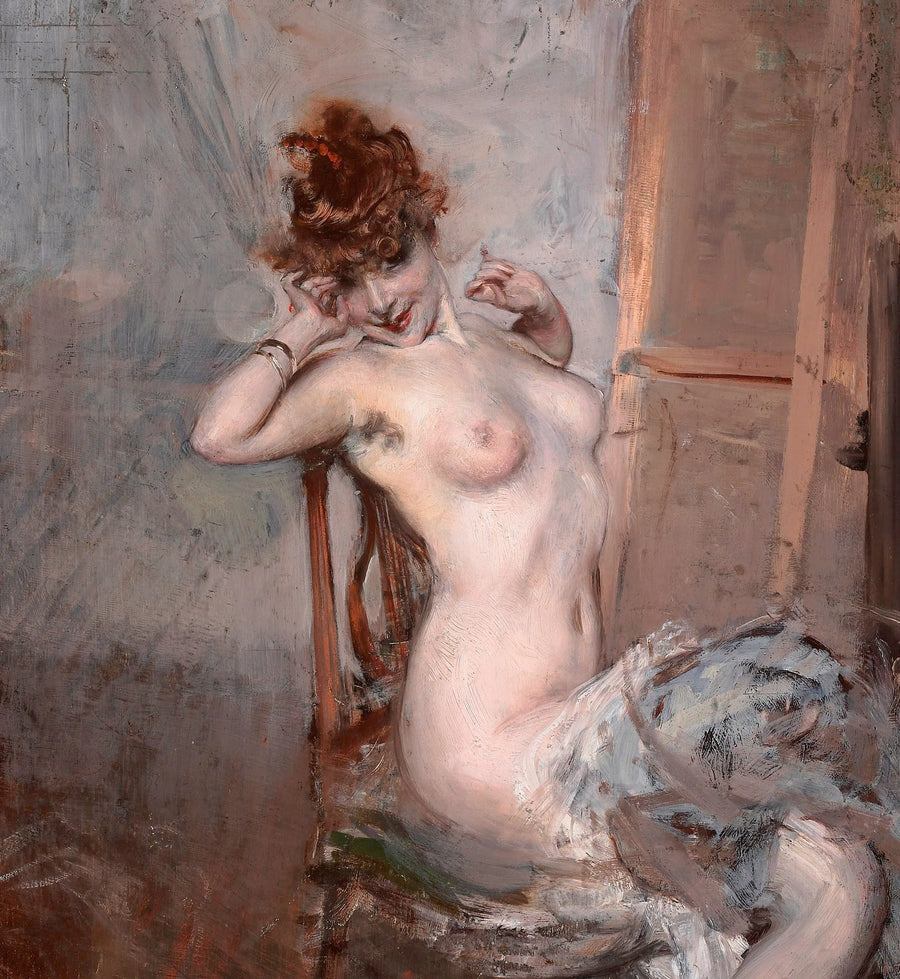 Nude of a Young Woman Sitting - Giovanni Boldini