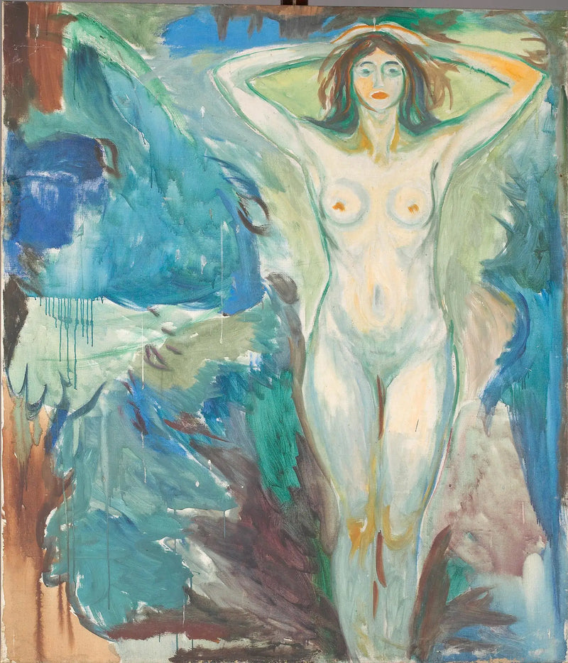 Nude Standing on a Blue Background - Edvard Munch