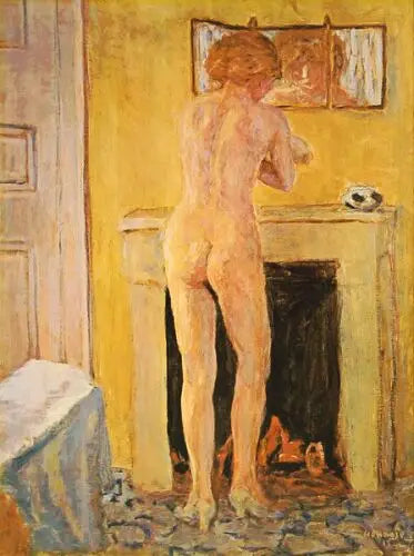 Nude in Front of the Fireplace - Pierre Bonnard