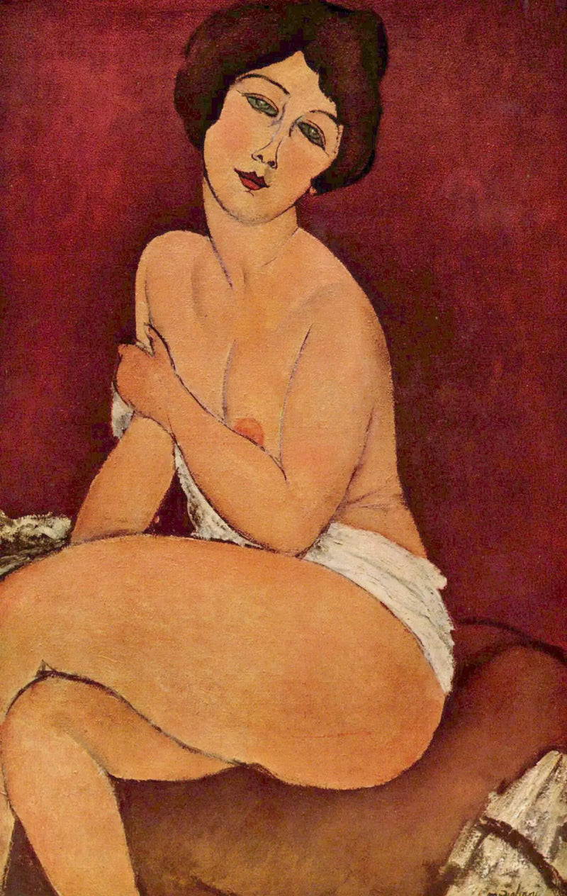 Female nude sitting on a sofa - Amedeo Modigliani