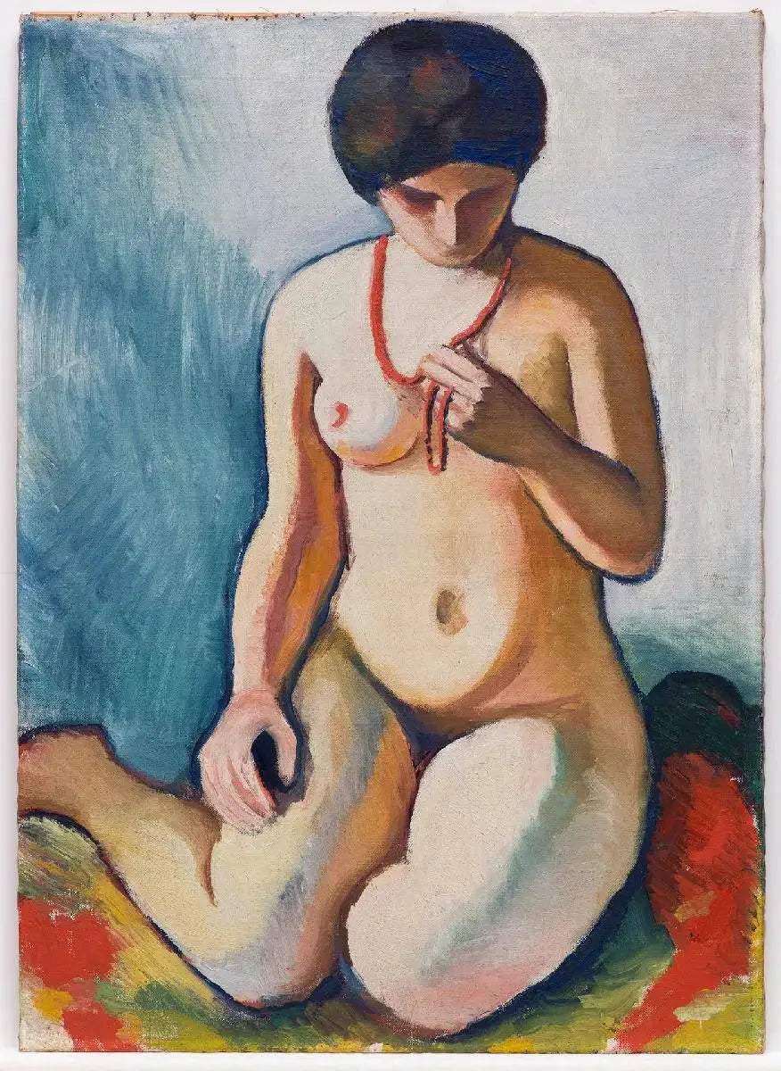 Female Nude with Coral Necklace - August Macke