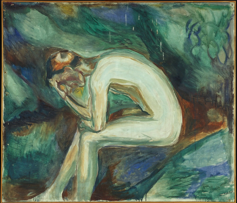 Male nude sitting in the forest - Edvard Munch