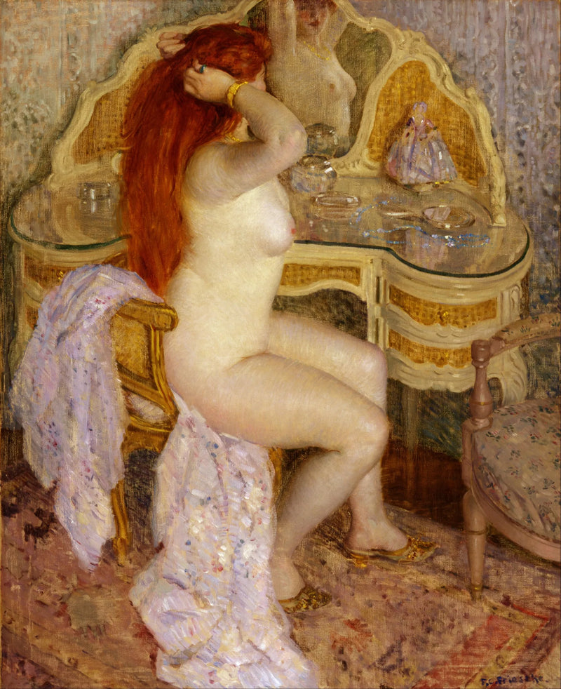 Nude Sitting at Her Dressing Table - Frederick Carl Frieseke