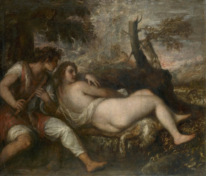 Nymph and Shepherd - Titian