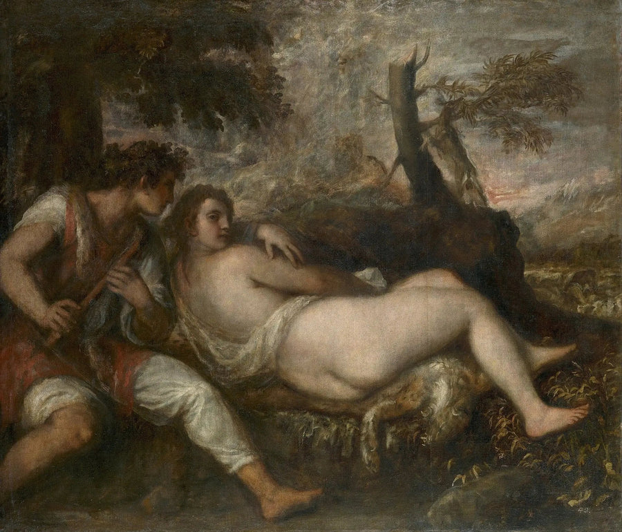 Nymph and Shepherd - Titian