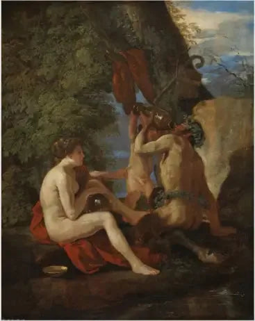 Nymph and Satyr - Nicolas Poussin