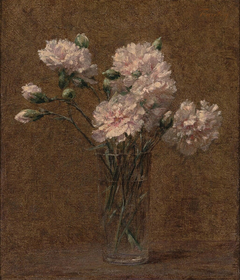 White carnations in a glass - Henri Fantin-Latour