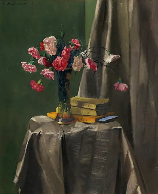 Œillets roses et livres - Félix Vallotton - Alpha Reproduction