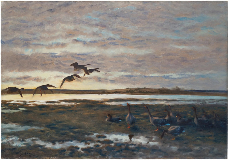 Wild geese in the field - Bruno Liljefors