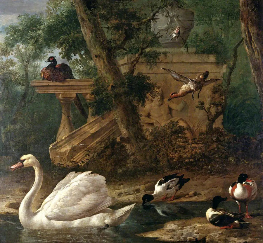 Birds in a Garden - Melchior de Hondecoeter