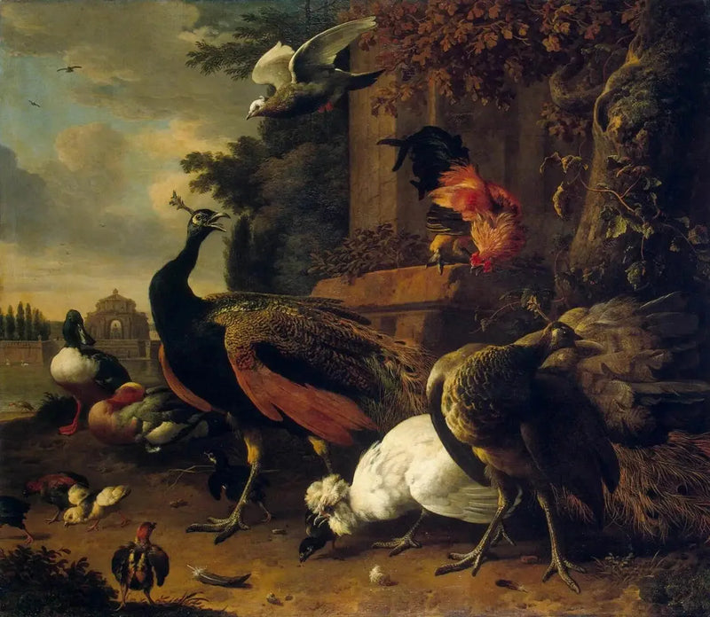 Birds in a Park - Melchior de Hondecoeter