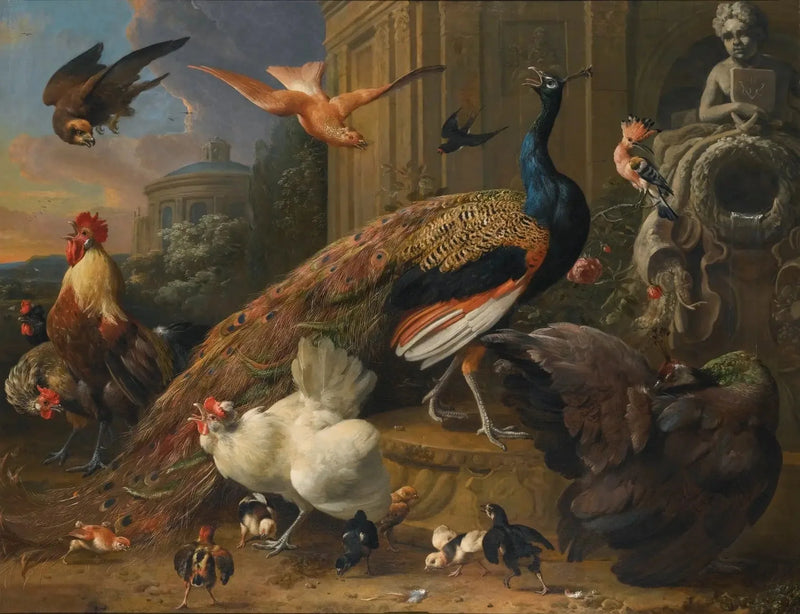 Disturbed Birds by a Falcon - Melchior de Hondecoeter